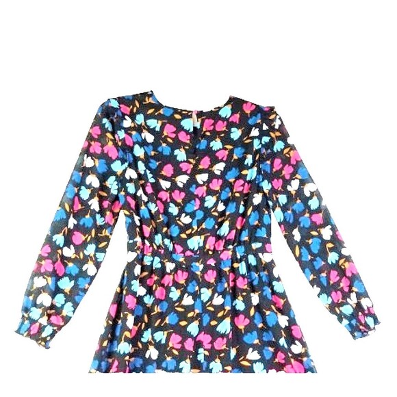 J CREW Women's Crinkle Ruffle Tiered Midi Dress Black Multi Sz 8 Colorful Floral - Picture 8 of 12